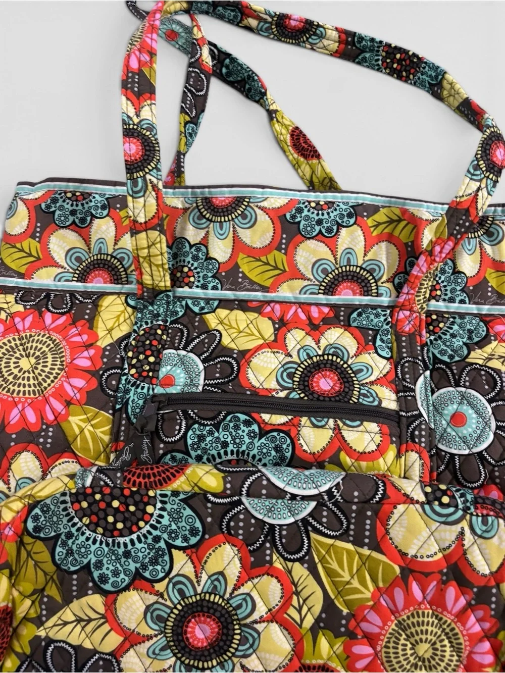Retired Vera Bradley Flower Shower Floral Quilted Tote Bag